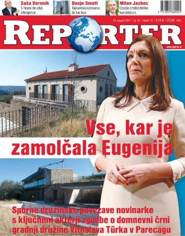 Naslovnica revije Reporter, ki napada novinarko RTV Slovenija