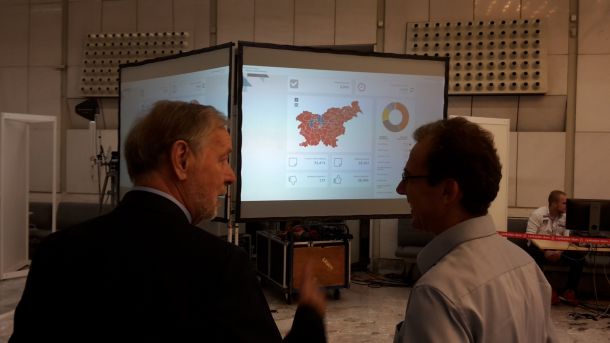 Spremljanje volitev v Cankarjevem domu v Ljubljani