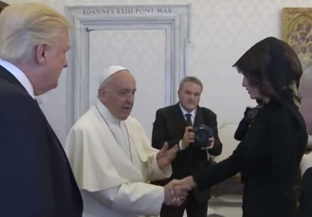 Donald in Melania Trump ter papež Frančišek danes v Vatikanu