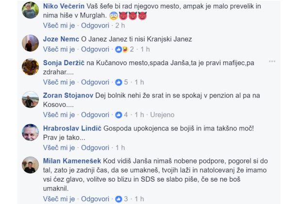 Komentarji pod Janševo objavo o Kučanu