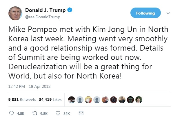Ameriški predsednik je skrivnostno srečanje potrdil na Twitterju