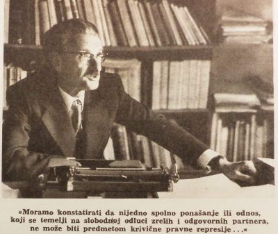 Prof. Ljubo Bavcon, eden od pobudnikov odprave kazenskega pregona homoseksualnosti (v reviji Start leta 1974)