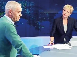 Vili Kovačič v pogovoru z Rosvito Pesek v oddaji Odmevih na TV Slovenija