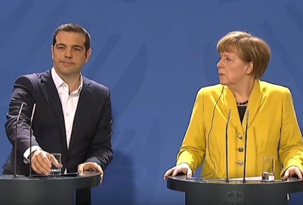 Grški premier Cipras in neška kanclerka Angela Merkel