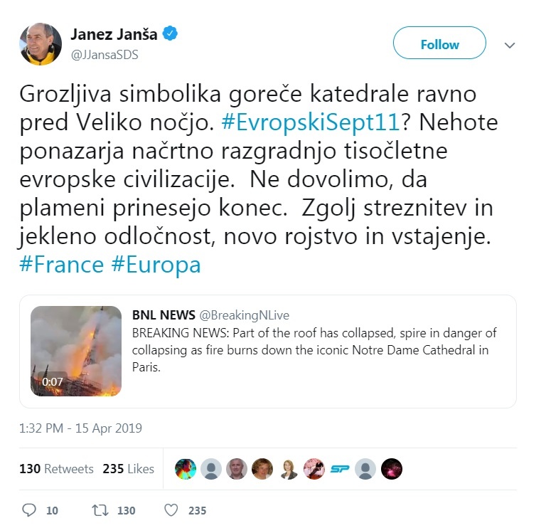 Tvit Janeza Janše