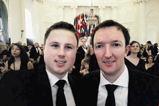 Žan Mahnič in Tomaž Lisec na black tie gala sprejemu pred dvema letoma
