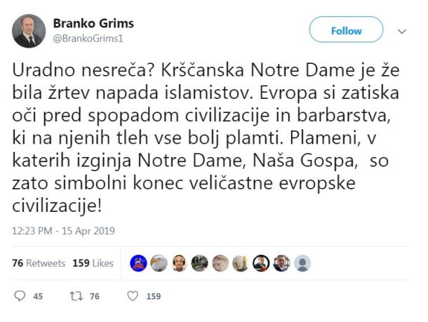 Tvit Branka Grimsa