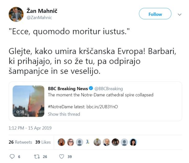 Tvit Žana Mahniča