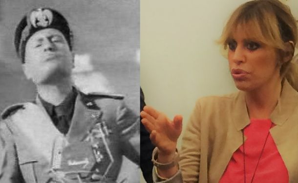 Dedek in vnukinja: Benito in Alessandra Mussolini. Prvi je bil fašistični diktator in vojni zločinec, druga pa je poslanka v Evropskem parlamentu, ki je prav tako svojo politično kariero začela v neofašistični stranki