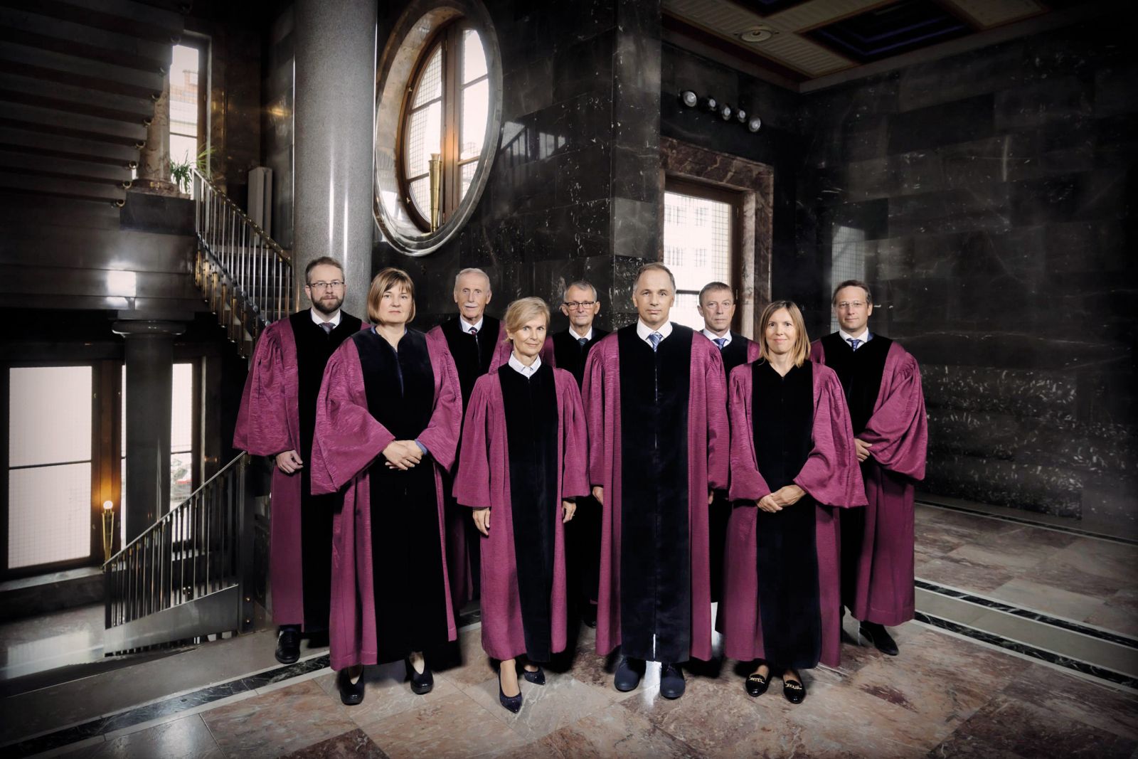 Sedanja zasedba ustavnega sodišča: Dr. Matej Accetto, dr. Katja Šugman Stubbs, Marko Šorli, dr. Dunja Jadek Pensa, dr. Marijan Pavčnik, dr. Rajko Knez, dr. Rok Čeferin, dr. Špelca Mežnar in dr. Klemen Jaklič.