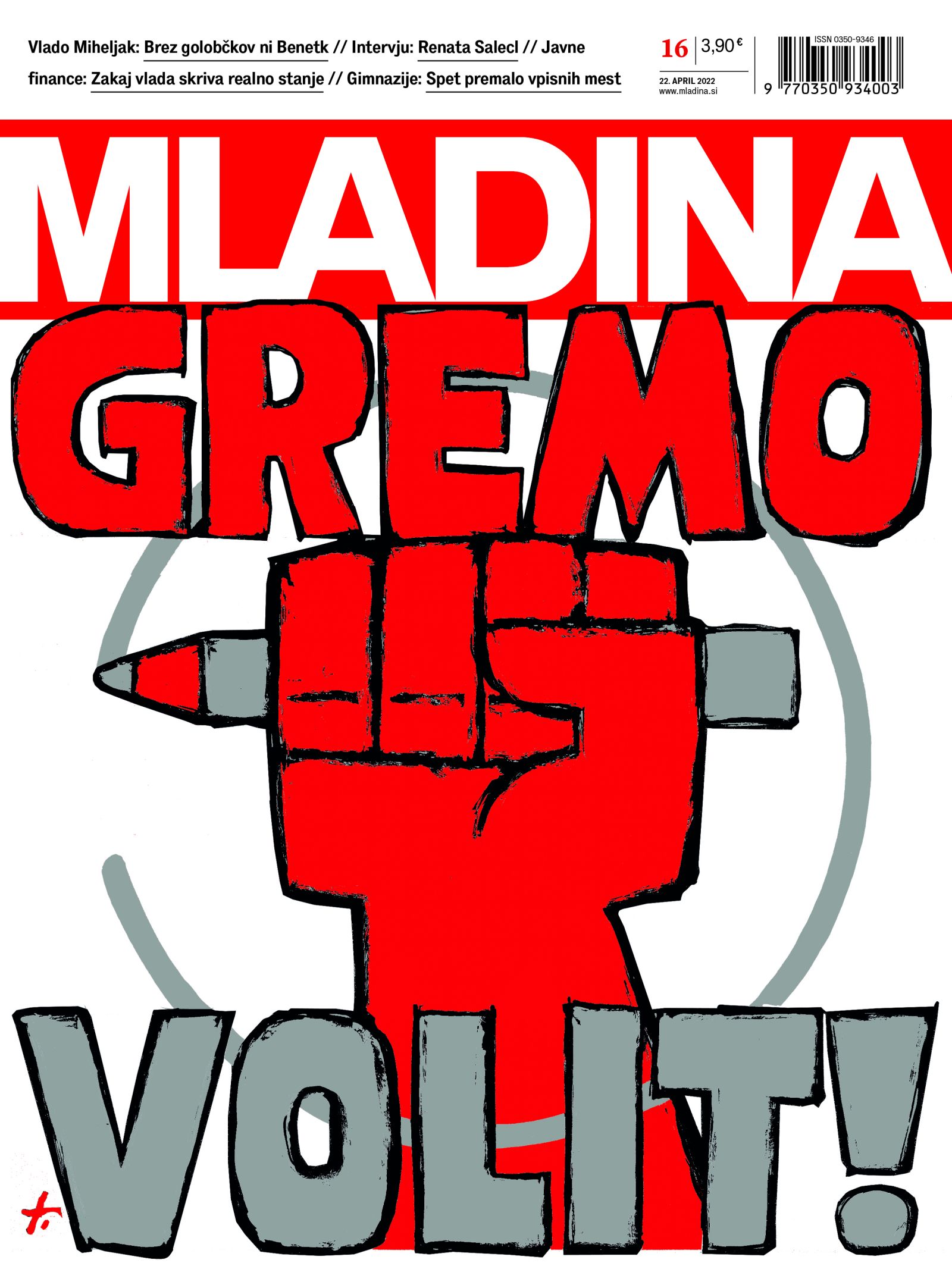 Naslovnica jutrišnje Mladine: GREMO VOLIT!