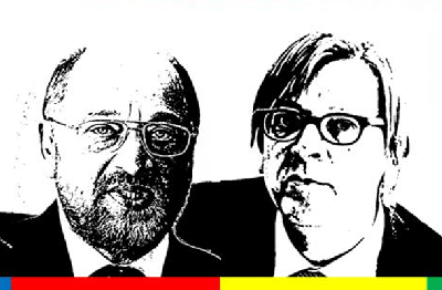 Martin Schulz (levo) in Guy Verhofstadt (desno)